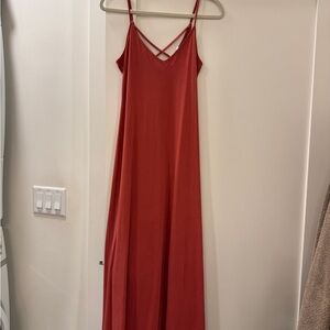 Lush Rust Maxi Dress with Crisscross Straps